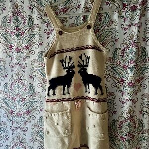 Boutique Knit Reindeer Sweater Dress